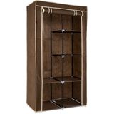 Navaris stoffen kledingkast - Opvouwbare garderobe met 5 planken en kledingstang - Kan zowel open als dicht gebruikt worden - 88 x 170 x 45cm - Bruin