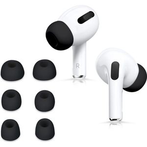 kwmobile 6x cover voor in-ear oortjes geschikt voor Apple Airpods Pro 2 / Pro 1 - Vervangende oordopjes van siliconen in zwart - 3 maten