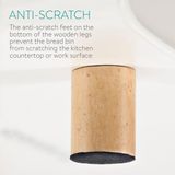 Navaris - Broodtrommel - Crème - Met Houten Handvat en Pootjes - Retro Design