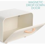 Navaris - Broodtrommel - Crème - Met Houten Handvat en Pootjes - Retro Design