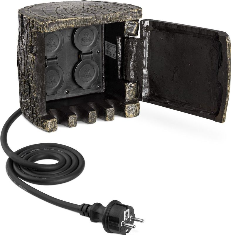 Navaris - 4-voudige Contactdoos - Camouflagelook - Outdoor Stekkerdoos met 4 Stopcontacten