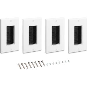 Kwmobile kabeldoorvoer - Set van 4 - Afdekking met borstels voor kabels - Wegwerking van kabels - Kabelbox voor DIY projecten - Wit/Zwart
