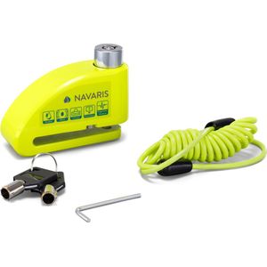 Navaris motor remklauw 110 dB slot - Geschikt voor motor, scooter, snorfiets - Groen - Met herinneringkabel