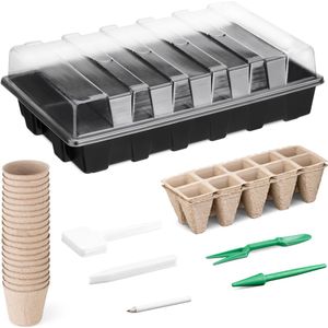 Navaris zaden starter groei set - 47-delige set met potten trays deksel labels potlood gatenmaker en spatel - Kweek nieuwe planten