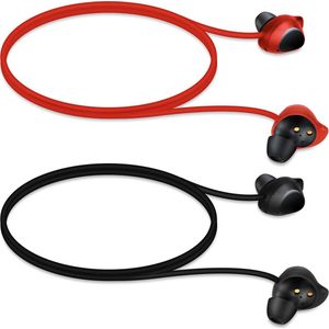 kwmobile 2x oordopjes koord - geschikt voor Samsung Galaxy Buds / Buds Plus - Voor draadloze oordoppen tegen verlies - In zwart / rood