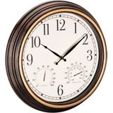 Navaris - Buiten Wandklok - Donkerbruin - Waterdicht - Klok en Thermometer