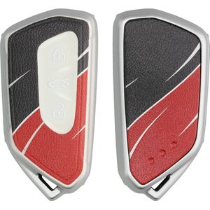 kwmobile autosleutelhoes geschikt voor VW Golf 8 3-knops autosleutel - Cover in grijs / zwart / rood - Kleurengolf design