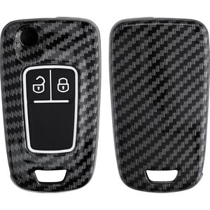kwmobile hoes voor autosleutel geschikt voor Opel Chevrolet 2-knops inklapbare autosleutel - Autosleutelbehuizing in zwart - Carbon design