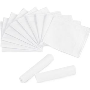 JEMIDI - Zakdoeken - Combinatie van Wit en Grijs - 100% Katoen - Set van 12 - 28,5 x 28,5 cm