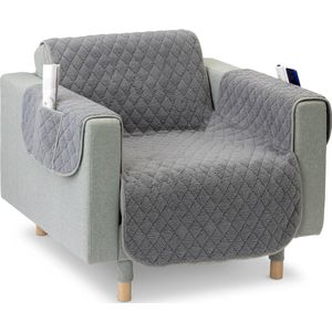 JEMIDI Zetelhoes voor fauteuil - Stoelbeschermer met zakken - Overtrek van 191 x 165 cm voor de zitbank - Omkeerbare bankbeschermer - Wasbaar