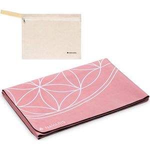 Navaris opvouwbare yogamat voor reizen - 1,5 mm dikke yoga mat voor yoga, pilates, training en fitness - Met antislip en draagtas - Roze
