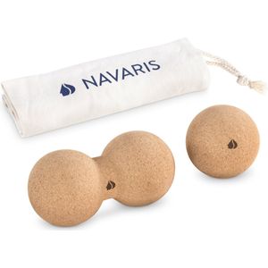 Navaris 2-delige kurken massageset - Bevat pindabal en massagebal - Kurken rollers voor rug en spieren - Voor zelfmassage van spieren en fascia