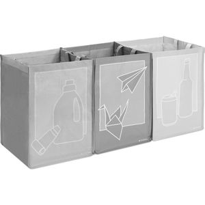 Navaris set van 3 recycletassen - Zakken voor afvalscheiding glas, kunststof, en papier - 30x30x43cm per tas - Afvaltassen van stevig polypropyleen