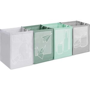 Navaris set van 4 recycletassen - Zakken voor afvalscheiding glas, kunststof, metaal en papier - 30x30x43 cm per tas - Van stevig polypropyleen