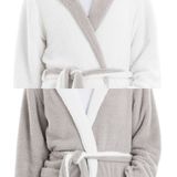 HOMELEVEL - Badjas - Grijs/Wit - Dubbelzijdig - Met Capuchon en Zakken