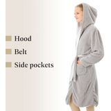 HOMELEVEL - Badjas - Grijs/Wit - Dubbelzijdig - Met Capuchon en Zakken