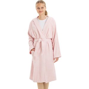 HOMELEVEL zachte badjas voor kinderen - Kinderbadjas 100% katoen - Voor jongens en meisjes - Lichtroze - Maat 176