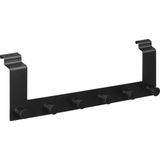 Navaris kapstok deurhanger 6 haken - Kledinghanger of handdoekhaken voor aan de deur - Voor opdekdeuren - Zwart