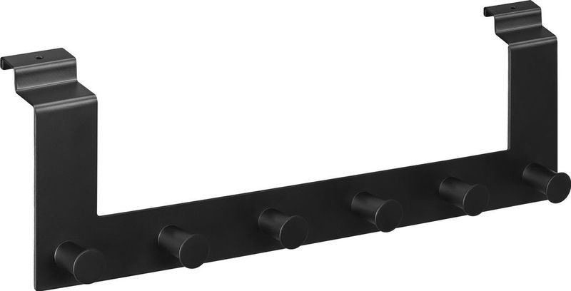 Navaris kapstok deurhanger 6 haken - Kledinghanger of handdoekhaken voor aan de deur - Voor opdekdeuren - Zwart