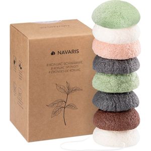 Navaris - Set van 8 Konjac Sponzen - Natuurlijke Sponzen - Vegan - Voor Gevoelige Huid