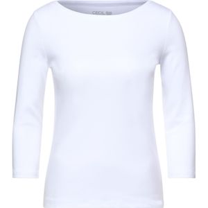 Cecil Dames Basic-shirt in effen kleur in Wit, Gr: XL