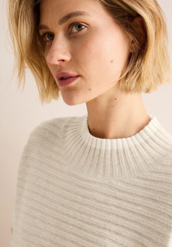 Cecil - Gebreide Trui - Beige - Met Structuurmix
