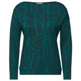 Cecil - B322476 - T-shirt - Petrol Groen - Lange Mouwen - Knopendetail