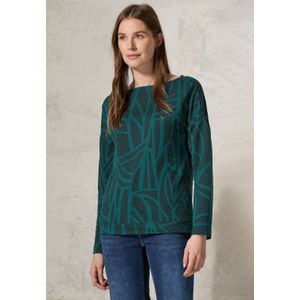 Cecil - B322476 - T-shirt - Petrol Groen - Lange Mouwen - Knopendetail