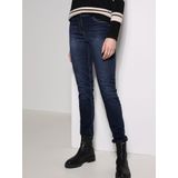Jeans - Mid Blue Used Wash - Hoog Taille - Smalle Pijpbelijning - Riemlussen