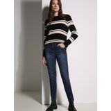 Jeans - Mid Blue Used Wash - Hoog Taille - Smalle Pijpbelijning - Riemlussen