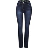 Jeans - Mid Blue Used Wash - Hoog Taille - Smalle Pijpbelijning - Riemlussen