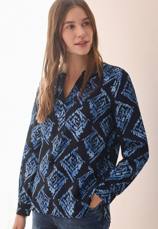 Blouse - Universal Blue - Lange Mouwen - Grafisch Patroon