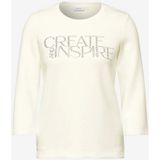 Cecil - B322607 - T-shirt - Vanilla Wit - 3/4 Mouwen - Ronde Hals