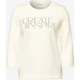 Cecil - B322607 - T-shirt - Vanilla Wit - 3/4 Mouwen - Ronde Hals