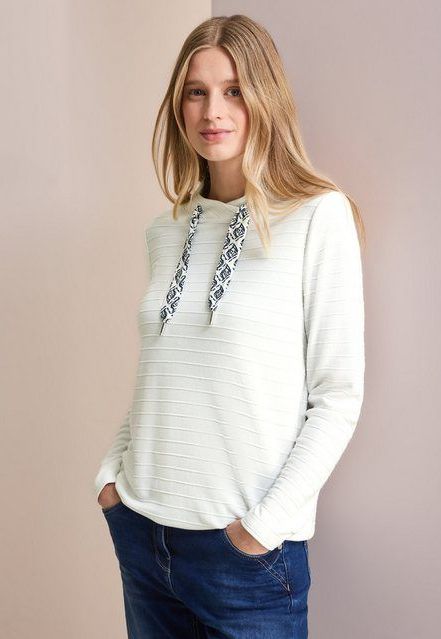 Cecil - B322614 - T-shirt - Vanilla Wit - Lange Mouwen - Bedrukt