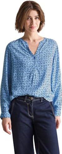 Cecil - Damesblouse - Fresh Light Blue - Met Grafisch Patroon - Lange Mouwen