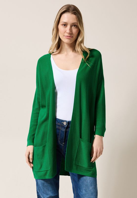 Cardigan - Garden Green - Met Zakken - Regular Fit - 3/4-Mouwen