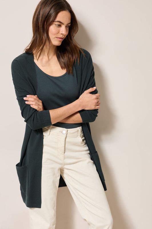 Cardigan - Open - Katoenmix - 3/4 Mouwen - Zijzakken