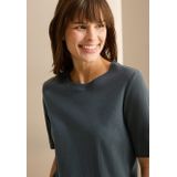 Cecil - T-shirt - Slate Khaki - Fijne Ribstructuur
