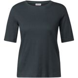Cecil - T-shirt - Slate Khaki - Fijne Ribstructuur