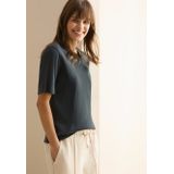 Cecil - T-shirt - Slate Khaki - Fijne Ribstructuur