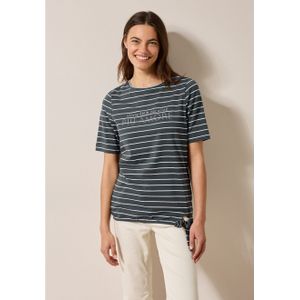 Cecil Dames Gestreept Shirt met Tekst - Groen