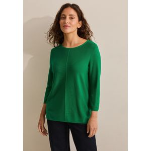 CECIL Gestructureerde Trui - Kaki - Fijn Gebreid met Ronde Hals