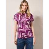 CECIL - Shirt - Grafisch Patroon - Katoen-Modaalmix - Bateauhals