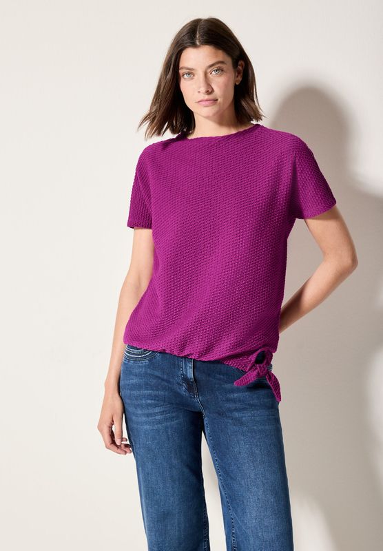 Cecil - Overhemd - Pink - Textuur - Korte Mouwen