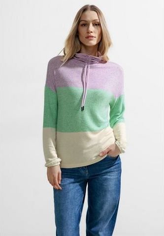 Cecil Dames Shirt met blokstrepen in Groen|Paars, Gr: L