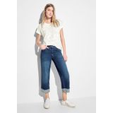 Cecil - Ajour T-shirt - Wit - Afgeronde V-hals, Oversized Schouders
