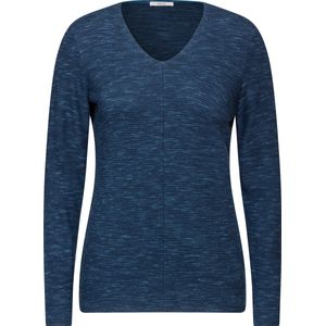 Cecil -Structured v-neck Pullover-Dames Trui-Heather Petrol Melange