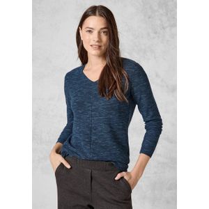 Cecil -Structured v-neck Pullover-Dames Trui-Heather Petrol Melange