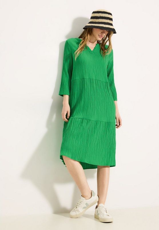 Blousejurk - Fresh Apple Green - Met Structuur - V-hals - 3/4-Mouwen